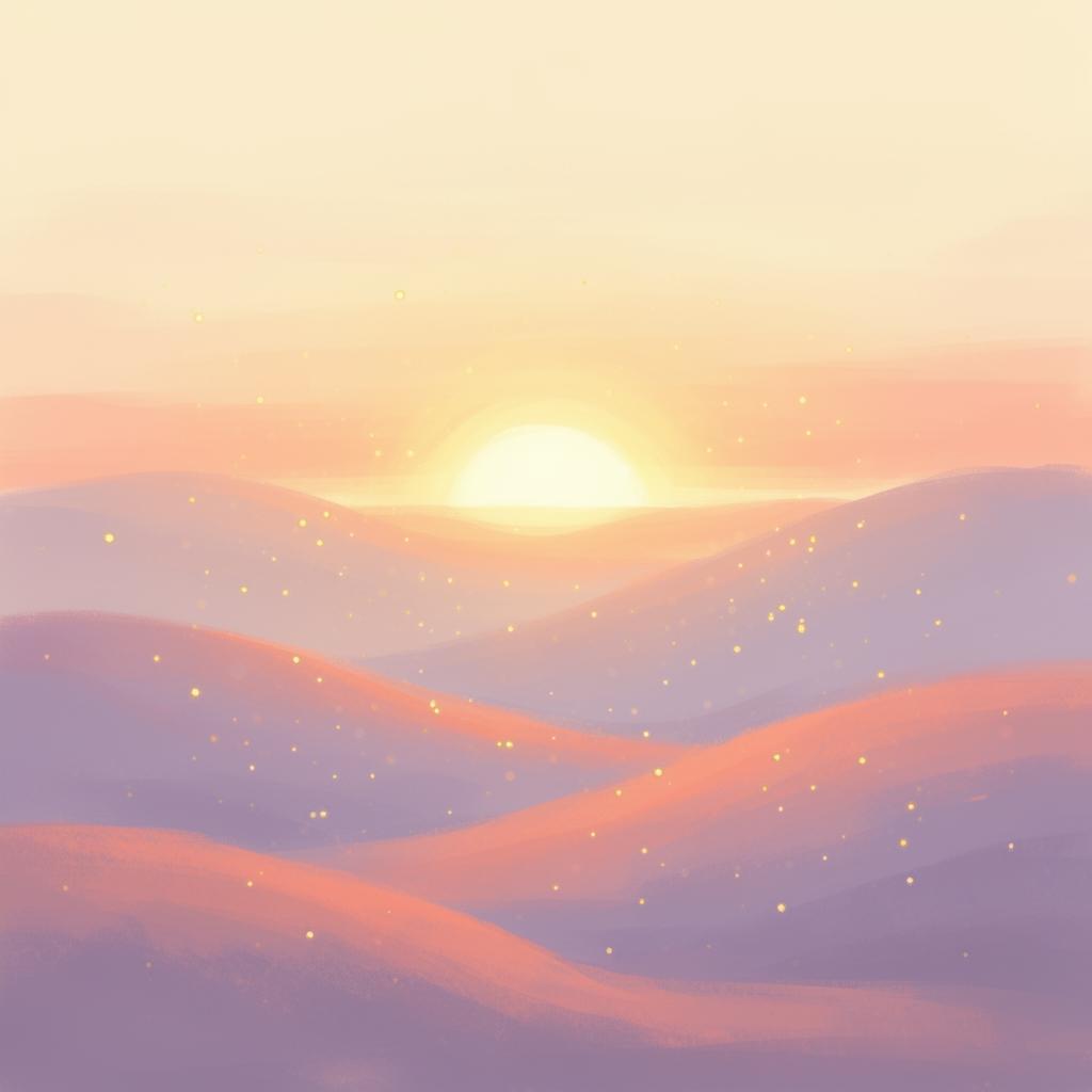 Amanhecer suave em lavanda e coral